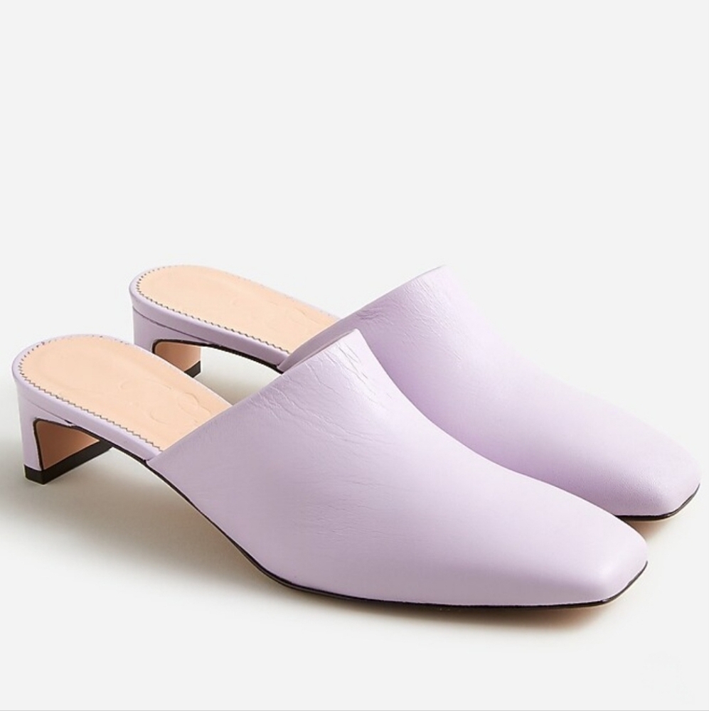 J. Crew Layla Leather Mule Heels in Dusty Mauve, Size 9